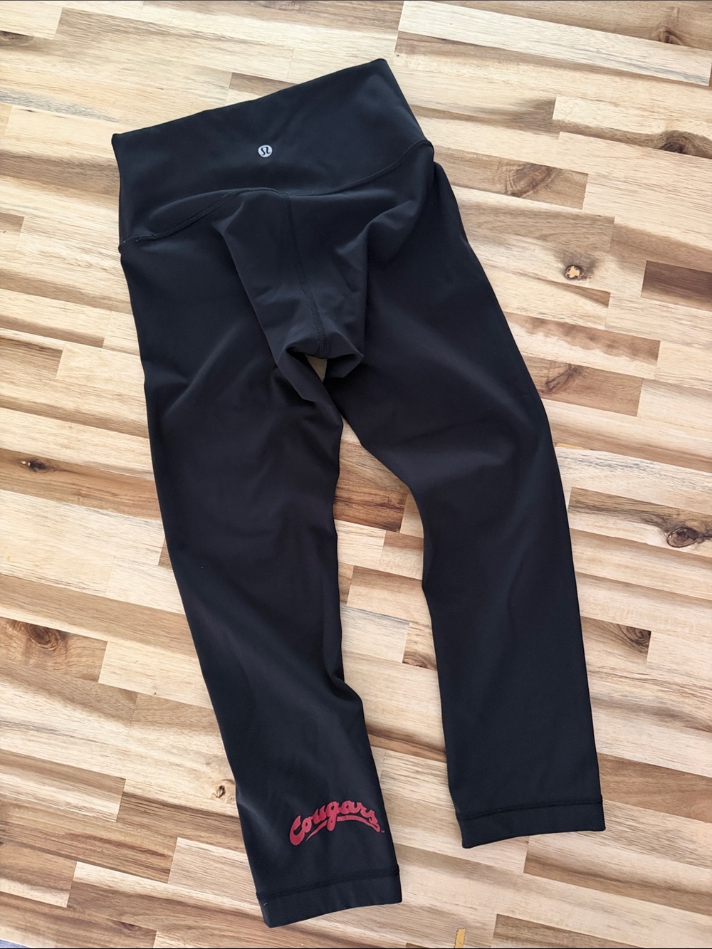 Lululemon Black Crop Leggings with cougars logo